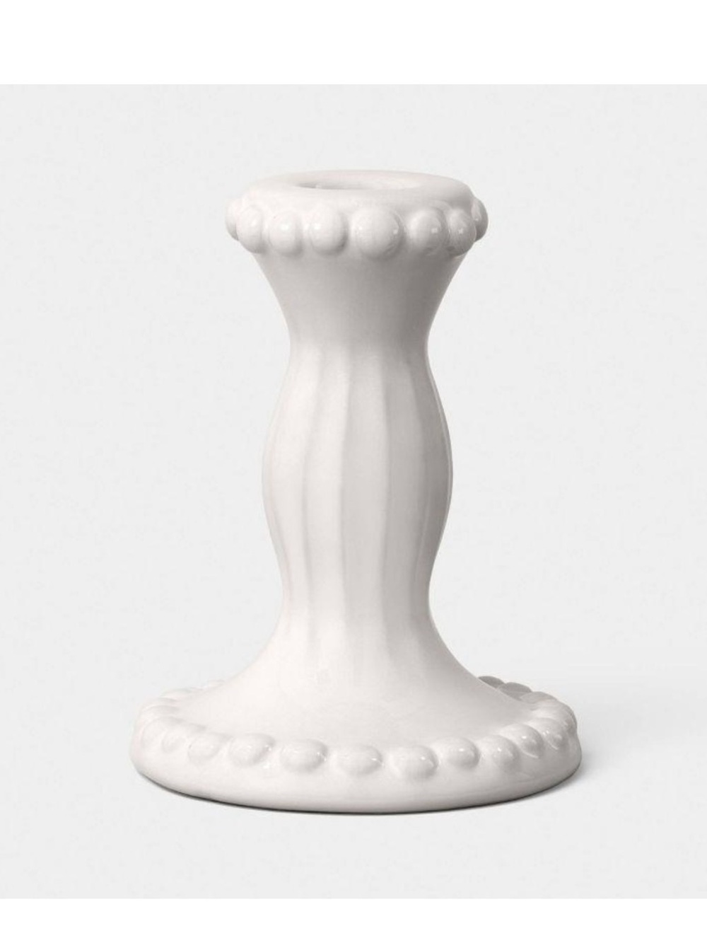 Beaded Ceramic Taper Candle Holder Ivory Short- Threshold